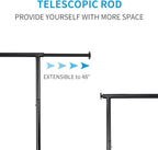 Fishat Black Simple Standard Rod Rolling Garment Clothes Rack, Metal Clothes Organizer with Lockable Wheels