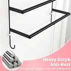 Over The Door Towel Rack,Towel Rack with Hooks for Door Hanging, Door Towel Bar, Over Door Towel Racks for Bathroom (Black)