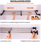 Hershii Expandable Closet Tension Shelf Rod Adjustable Metal Storage Rack Cabinet Organizer DIY Divider Separator Shelves for Wardrobe Cupboard Kitchen Bathroom, Black, 39.76-60.03inches