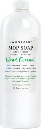 Mop Soap with Long Lasting Premium Perfume, 4X Concentrated Floor Cleaner, Multi Surface Solution for Hardwood, Tile, LVP, Laminate, Pet Friendly, 32 fl oz (Island Coconut)