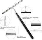16.7“- 59.5" Long Handle Window Squeegee with Extension Pole, 12.4" Wide Metal Shower Squeegee for Glass Doors, 2-in-1 Squeegee for Home Window Cleaning, Tile Wall, Car (Silver)