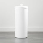 iDesign Freestanding Bathroom Toilet Paper Storage Holder with Lid for 3 Extra Rolls, White
