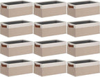 GhvyenntteS Small Fabric Storage Bins 12 Pack, 11.8" x 7.87" x 5.11" Storage Basket with Leather Handles, Closet Storage Bins for Shelves, Storage Baskets for Shelves, DVD Storage (Pink/White)