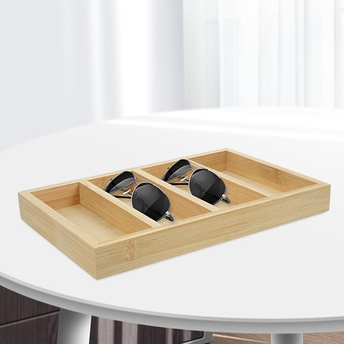 Sunglasses Organizer Tray 4-Grid Eyewear Display Box Wear-Resistant Storage Case for Men and Women Home Vanity Use