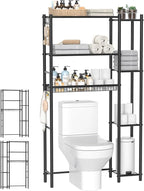 Hodonas Over The Toilet Storage Shelf - Bathroom Organizer Rack with 7-Tier Shelves, Adjustable Metal Shelf Above Toilet for Storage, Freestanding Bathroom Space Saver, Black