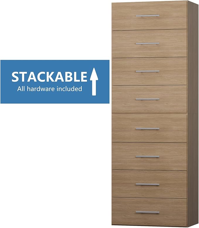 MODCART 4 Drawer Short Tower Closet Unit, Modular Closet System, Wood Closet System Organizer with Storage for Walk In Closets, Clothing Rack Closet for Hanging Clothes, Bedroom, Wood, 19.5"W