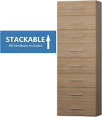 MODCART 4 Drawer Short Tower Closet Unit, Modular Closet System, Wood Closet System Organizer with Storage for Walk In Closets, Clothing Rack Closet for Hanging Clothes, Bedroom, Wood, 19.5"W