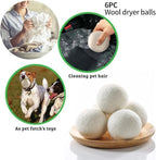 Laundry Wool Dryer Balls, 6 Pack Natural Fabric Softener, Reusable Laundry Balls for Dryer, Reduces Clothing Wrinkles and Saves Drying Time for Washing Machine Accessories