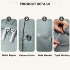 Ultra Space Saving Self Compression Organizer, 3-Layer Zipper Large Capacity Blanket Bags, Thickend Satin Fabric Comforter Storage Bag for Comforters, Clothes, Blankets (X-Large, Gray, 21x17x24in)