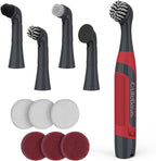 LifeBasis Cordless Electric Cleaning Brush, Mini Power Scrubber for Cleaning Waterproof Grout with 5 Brush Heads for Bathroom Kitchen Tile Crevice Corner - Red (Batteries Included)