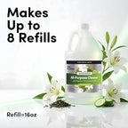 Clean Revolution SuperCharged All Purpose Cleaner Refill with Smart Probiotic + Enzyme Complex, Multi-Surface Kitchen Bathroom & Floor Cleaner, Lily & Green Tea, 128 Fl Oz