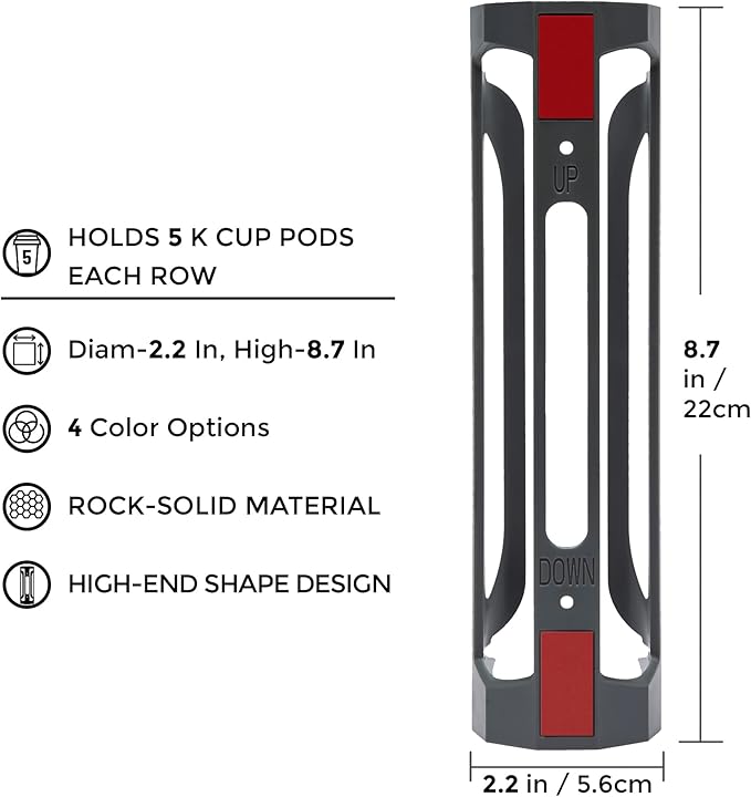 K Cup Holder for Keurig: Coffee Pod Holders for Counter Small Space - Kcup holders for Wall Mount (2, Gray)
