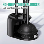 4PACK 3 in 1 Toilet Brush and Plunger Set with Crevice Cleaning Brush, Toilet Plunger and Brush Set with Extra Long Handle, Plungers for Bathroom Accessories, Toilet Plunger with Holder, Black