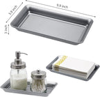 Vintage Farmhouse Decor Metal Vanity Tray(2 Pack),Countertop Guest Hand Towel Storage Organizer Tray Dispenser, Sturdy Holder for Perfume,Cosmetics, Jewelry, Makeup Bathroom Organizer (Silver)