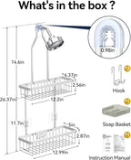 YASONIC Shower Caddy Hanging, Never Rust Shower Organizer Hanging, Aluminum Shower Racks for Inside Shower with Hooks for Razor, Bathroom Organizers and Storage with Soap Holder, Bright Silver