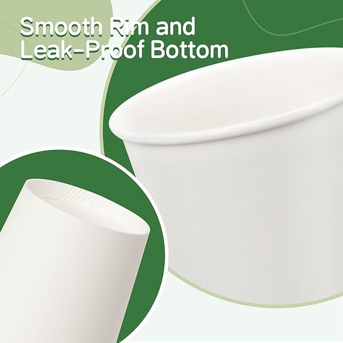 100 Pack of 12 oz Disposable White Paper Coffee Cups - Suitable for Party, Picnic, Travel and Events