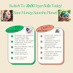 ZnX Wool Dryer Balls 6 Pack XL Eco-Friendly, Renewable and Biodegradable Crafted from 100% Organic New Zealand Sheep Wool, Wool Balls Replaces Dryer Sheets - Laundry Balls with Storage Bag