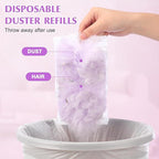 Duster Refills Compatible with Swiffer Duster, Heavy Duty Multi Surface Duster Replacement with 1 Extra Handle for Cleaning Furniture, Blinds, Ceiling Fans and Car (Purple-50Pack)