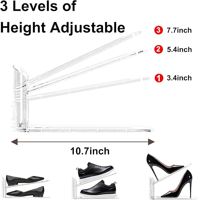 20Pack Shoe Slots Organizer for Closet Shoe Stacker Shoe Rack Organizer for Closet Space Saver Storage Holder Organization (Clear)