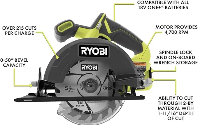 6 Power Tools Combo Kit Bundle with Buho Tool Bag, and Holster, 6 Ryobi Tools, 2 Batteries, Charger, and 40 Piece Drill Bit Set