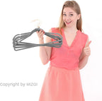 MIZGI Premium Velvet Hangers (50 Pack) Heavy Duty Non Slip Felt Hangers Gray,Rose Gold 360 Degree Swivel Hooks,Space Saving Clothes Hanger,Durable Strong Hanger for Suits,Coats,Pants & Dress