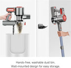 Honki Cordless Vacuum Cleaner for Home, Powerful Stick Vacuum with Rechargeable Battery, Green Light Anti-Tangle Brush, 6-in-1 Lightweight Handheld Vacuum for Pet Hair, Hard Floor, Carpet, Red
