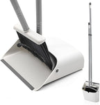 Broom and Dustpan Set, JEHONN Long Handle Lightweight Broom Set Upright Standing Dustpan Stand Up Store Sweep Set for Home Room Kitchen Office Lobby
