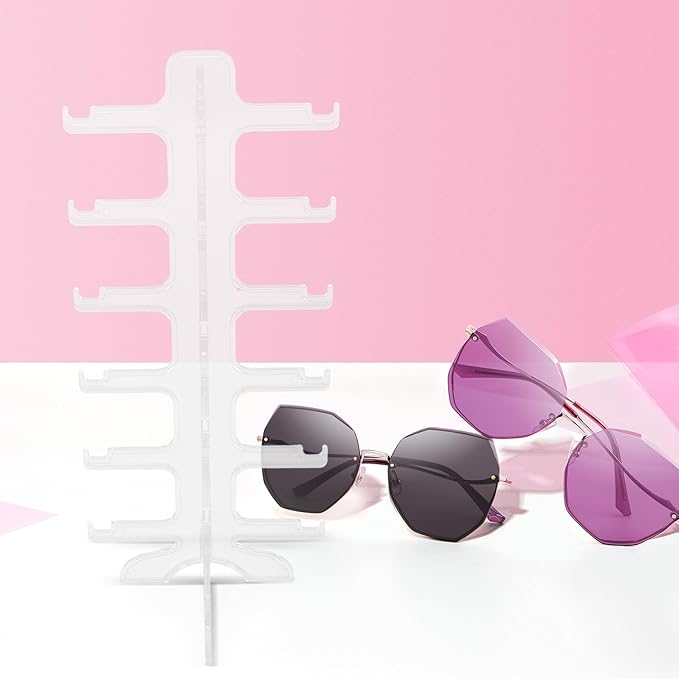 Multi-Layer Plastic Sunglasses Display Rack Eyeglasses Holder Stand 6-Tier Eyewear Organizer for Desktop Storage and Display