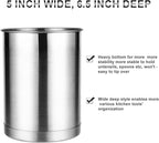 KSENDALO Utensil Crock Set, 6.6inch Cooking Utensil Holder Stainless Steel Container for Kitchen Counter,Metal Kitchen Spoon Spatula Cutlery Tool Holder Organizer, Silver (6 Pack)