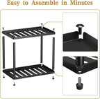 2 Tier Bathroom Counter Organizer, Rectangular Vanity Organizer Shelf, Skincare and Makeup Countertop Storage Rack for Kitchen, Bathroom, Bedroom, Black (Standard Version)