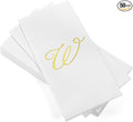AH AMERICAN HOMESTEAD Disposable Hand Towels for Bathroom 50 Count - Guest Bathroom Essentials -Bathroom Paper Towels - Monogrammed Disposable Napkins - Wedding Napkins in Paper Towel Tray (Gold, W)