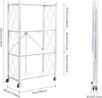 BRIAN & DANY 4-Tier Foldable Storage Shelves with Wheels, Folding Metal Rack Shelving Unit, Heavy Duty No Assembly Organizer Shelf for Garage, Kitchen, Pantry, White