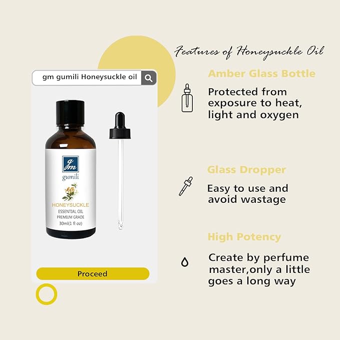 Honeysuckle Essential Oil, Home Fragrance Perfume, Scent Oil for Soaps, Candle Making, Dryer Balls, Diffusers, Laundry, Slime - 1 oz /30ml