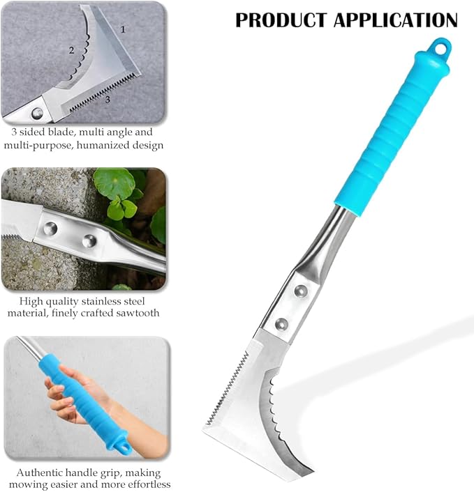 Kosoyo Crack Weeder Crack Weeding Tool Sawtooth Wave Manual Scythe Stainless Steel Gardening Tool -11.42"
