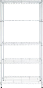 Honey-Can-Do 5-Tier Heavy-Duty Adjustable Shelves, Metal Storage Rack with 200-lb Shelf Capacity, White, 14" W x 36" L x 72" H