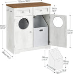 HOOBRO Double Laundry Hamper Cabinet, Hidden Laundry Cabinet with 2 Drawers & 2 Baskets, 20 Gallon Farmhouse Bathroom Laundry Hamper with 2 Clothes-Toss Holes, White and Dark Walnut WHZ36XY01