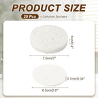 uxcell 20Pcs Cellulose Sponges, Round Kitchen Clean Sponges Non-Scratch Compressed Dish Scrubber for Kitchen Household Cookware Bathroom Cleaning & DIY, White