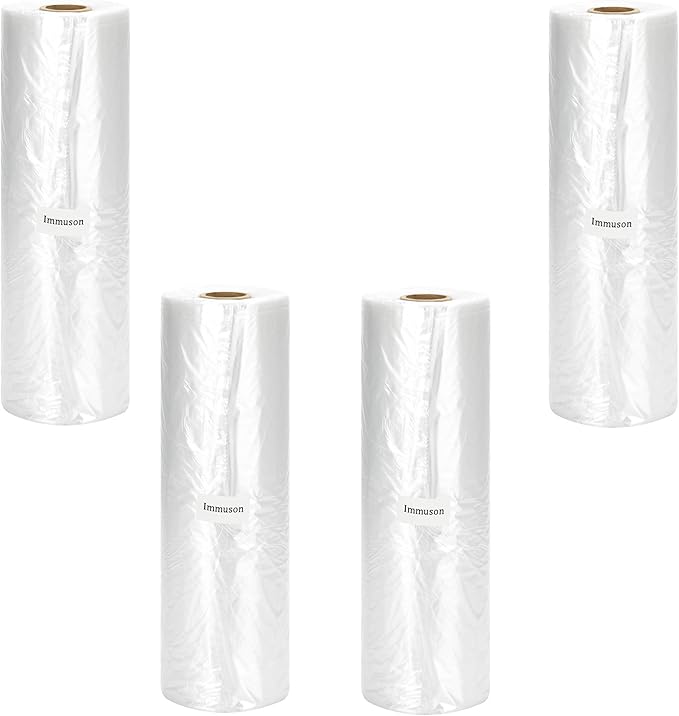Immuson Food Storage Bag, 12 x 20 Plastic Produce Bag on a Roll Fruits, Vegetable, Bread, Food Storage Clear Bag (4 Rolls-1400 Bags)