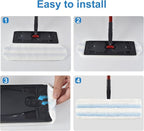 Mop Pads Replacements Compatible with O Cedar H2prO Flat Mop System Microfiber Mop Replacement Heads for O-Cedar/Vileda H2prO Flat Floor Mop, Washable & Reusable Pad Refills for Deep Cleaning, 4 Pack