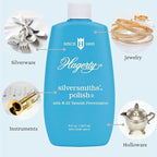 Hagerty Silversmiths' Polish, Professional Silver Cleaner and Tarnish Remover for Jewelry, Silverware, Gold and More, Kosher Certified, Made in USA, 8 Fl Oz