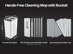 JOYMOOP Mop and Bucket Set with Wringer, Flat Mops for Floor Cleaning, Wall Mop Cleaner with Long Handle, Hardwood Floor Mop with 6 Microfiber Pads