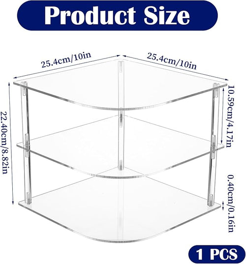 1 Pc Plate Organizer for Cabinet Space Saver - Clear Acrylic Corner Shelf for Dishes, Bowls - 3-Tier Kitchen Cabinet Plate Organization, Dinner Plates Holder, and Small Shelf for Bathroom Storage