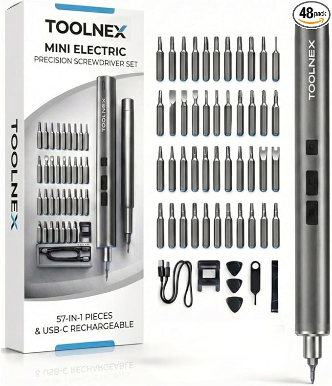 Mini Electric Screwdriver Set – 57 in 1 Precision Cordless Rechargeable Driver with LED & 48 Magnetic Bits – Compact Power Tool for Electronics, DIY & Home Repair