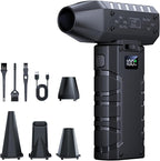 Compressed Air Duster - 100 - Gear Adjustable 130,000 RPM Rechargeable Cordless Electric Air Duster with Display Screen, Mini Dust Blower for Computer, Keyboard, Home, Car Cleaning (Black)