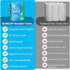 GLIMGLINT Shop Towel, 100 Pack Blue Microfiber Cleaning Cloth, Lint-Free, Ultra Absorbent Reusable Paper Towels for Home, Kitchen, Car, Garage or Shop, Cleaning Rags, 11" x 9"