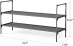 Kitsure Shoe Rack - 3-Tier Shoe Organizer, Shoe Rack for Closet, Entryway, Bedroom, Easy- Assembly Storage Shelf with Side Handles, 36.2" Wide - 2 Tiers, Black
