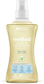 Method Liquid Laundry Detergent; Fragrance Free + Clear; Stain Remover; 66 Loads per 53.5 fl oz bottle; (Pack of 1)