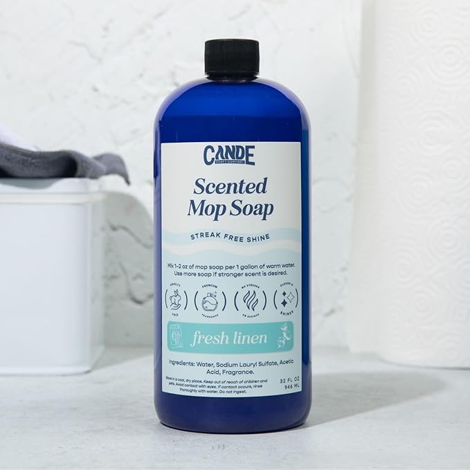 CANDE Mop Soap - Highly Scented Mop Soap, Luxury Floor Cleaner, Premium Fragranced Floor, Streak-Free Shine, 32 oz (Clean Cotton)