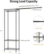 IZEUK Heavy Duty Rolling Garment Rack Wire Clothes Rack for Hanging Clothes (Black, 3 Tier with 1 Rod)