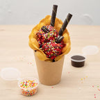 Restaurantware Bio Tek 12 Ounce French Fry Containers 100 Disposable Charcuterie Cups - Incline Design Round Kraft Paper French Fry Cups Stackable For Waffles Chips or Popcorn